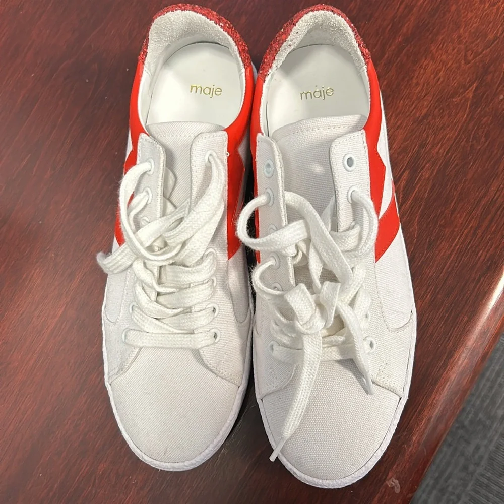 Maje Red and White Athletic Shoes - Picture 4 of 5